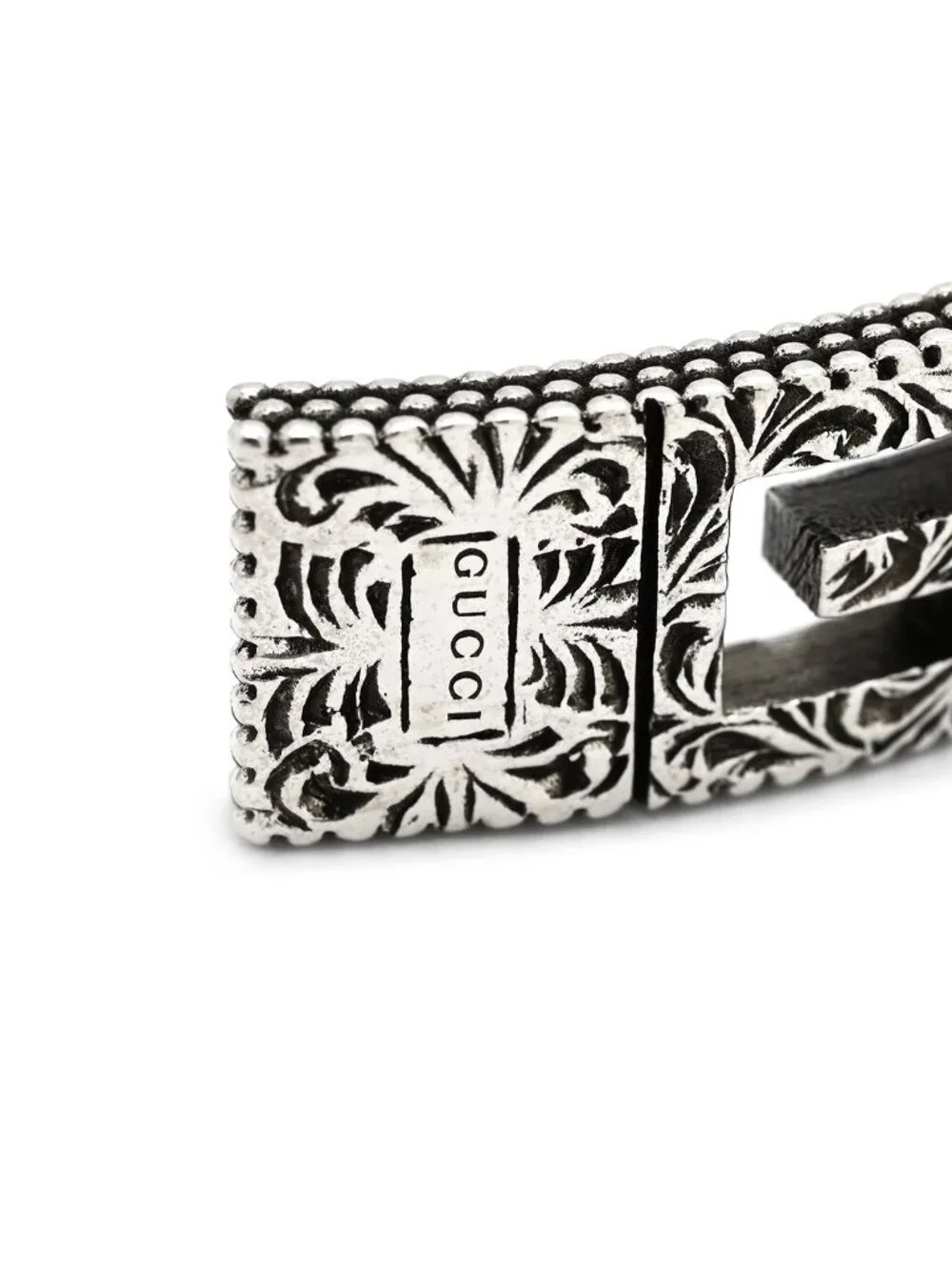 Gucci Bracelet Square G Arabesque 925 Sterling Silver Open Bangle Cutout